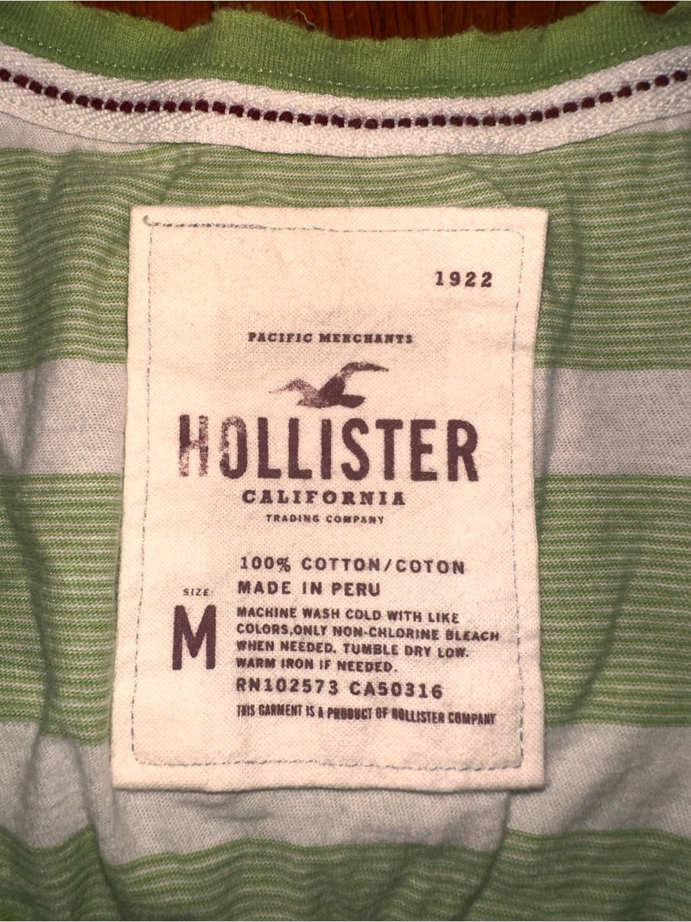 Vintage Y2K Medium Hollister Preppy Striped Babydoll Green Short Sleeve Shirt - Picture 5 of 5